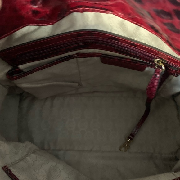 Michael Kors Red Leather Hamilton Tote Bag Large Exotic Python Purse - Picture 4 of 16